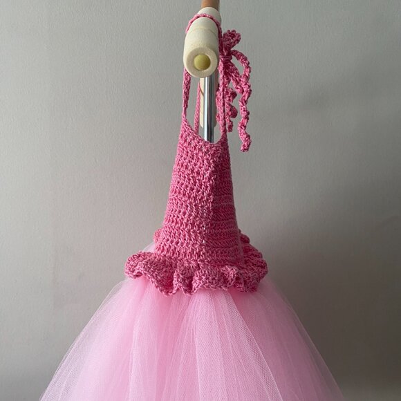 Handmade Children's Cotton Dark Pink Light Pink Tulle Tutu Dress - Picture 8 of 14